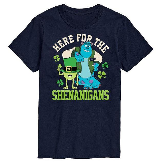 Disneys Monsters Inc. Mens Here for Shenanigans Graphic Tee Blue Product Image