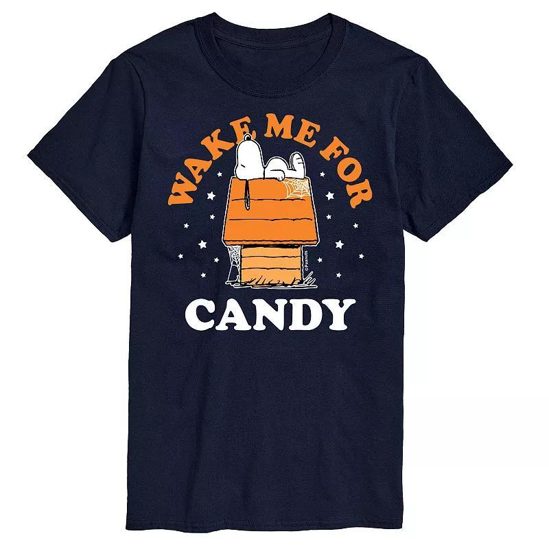 Big & Tall Peanuts Wake Me For Candy Tee, Mens Blue Product Image