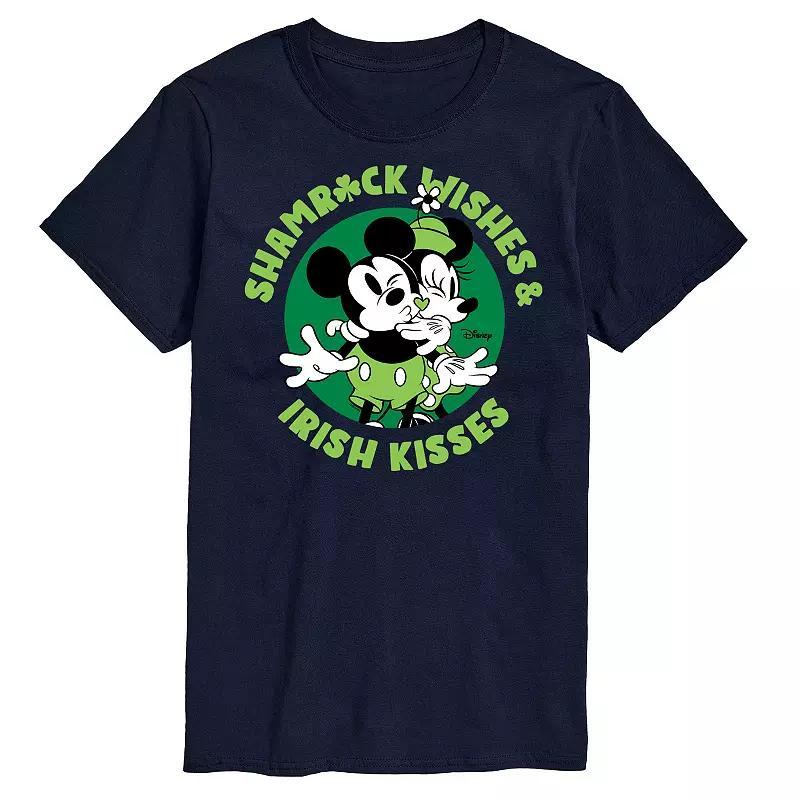 Disneys Mickey & Minnie Mouse Mens Shamrock Wishes Graphic Tee Blue Product Image