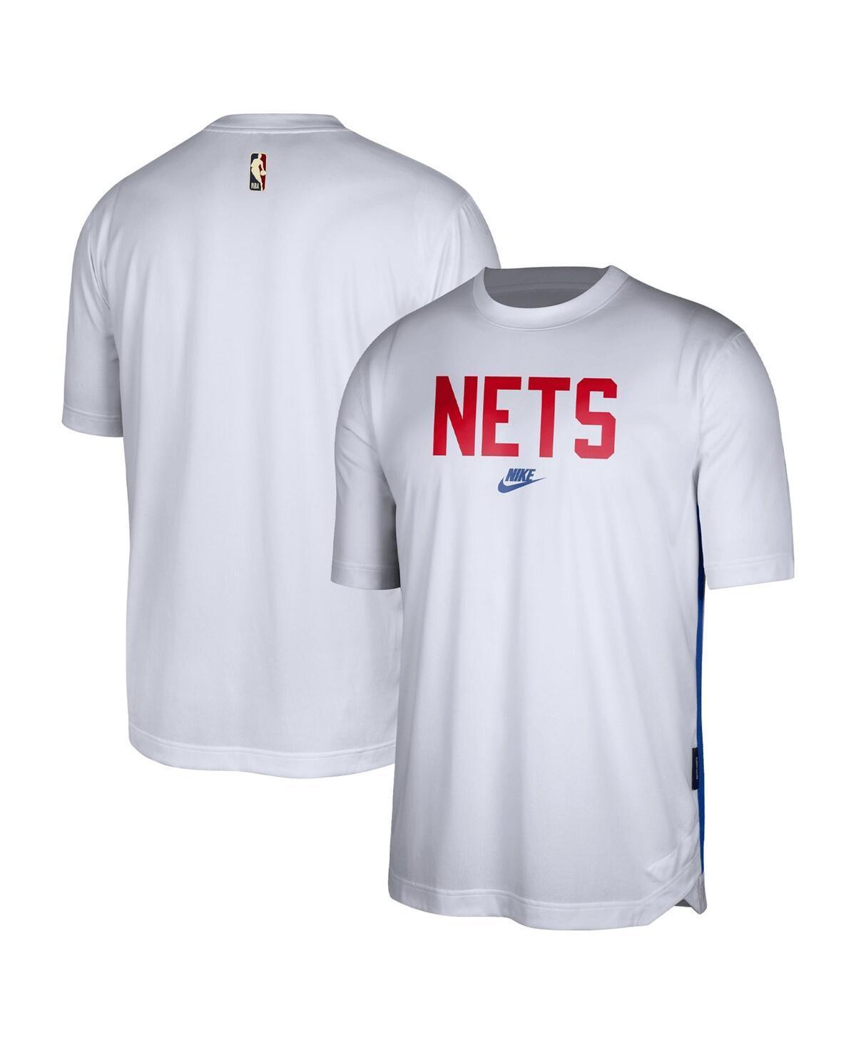 Mens Nike White Brooklyn Nets Hardwood Classics Pregame Warmup Shooting Performance T-shirt Product Image