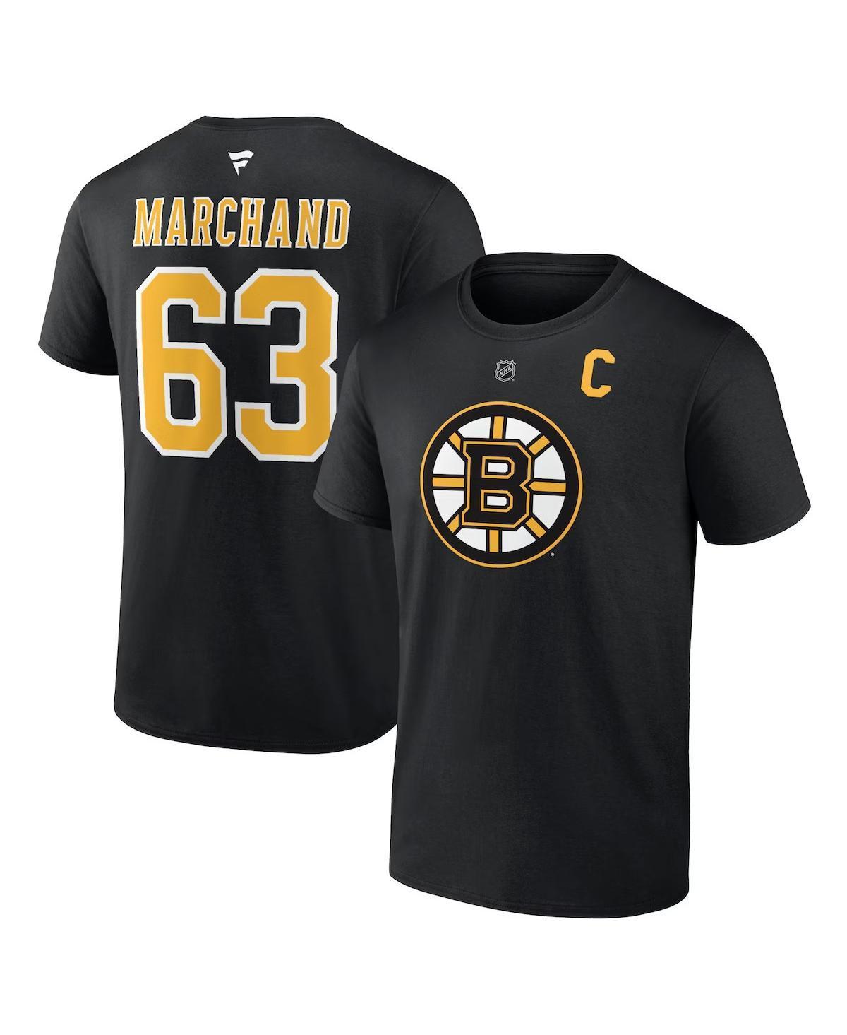 Mens Fanatics Branded Brad Marchand Boston Bruins Authentic Stack Name & Number T-Shirt Product Image