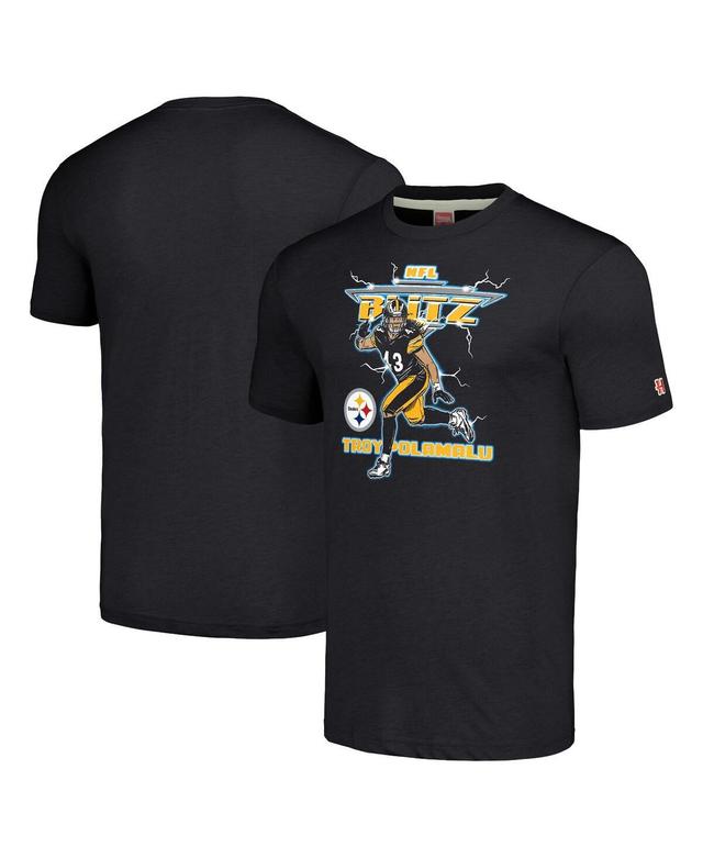 Mens Homage Troy Polamalu Charcoal Pittsburgh Steelers Nfl Blitz Retired Player Tri-Blend T-shirt Product Image