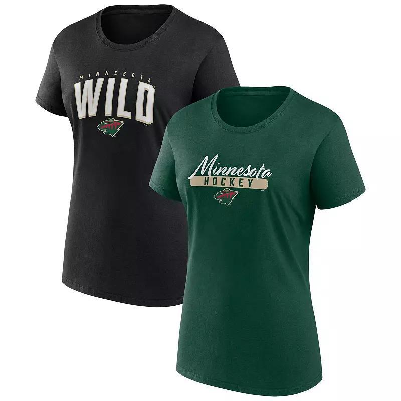 Womens Fanatics Branded /Black Minnesota Wild Two-Pack Fan T-shirt Set Product Image