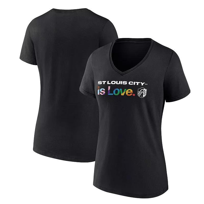 Womens Fanatics Black St. Louis City SC Lucky City Pride V-Neck T-Shirt Product Image