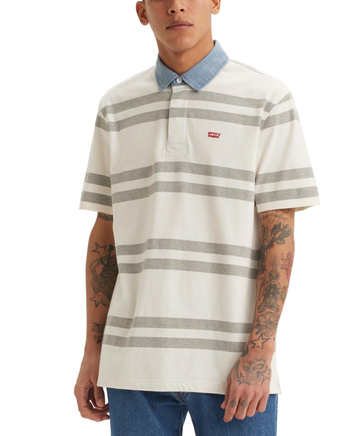 Levis Mens Relaxed-Fit Short Sleeve Striped Rugby Shirt Product Image