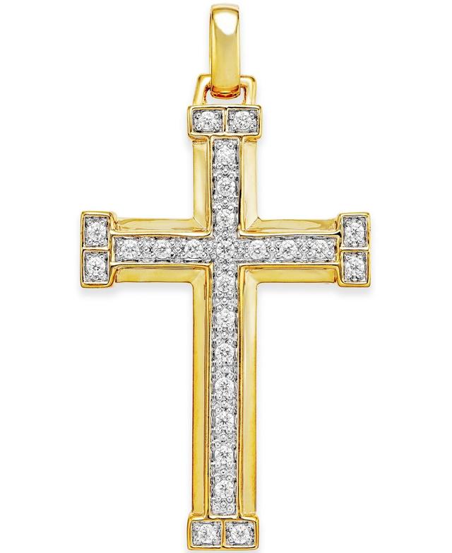 Mens Diamond Cross Pendant (3/8 ct. t.w.) in 10k Gold Product Image