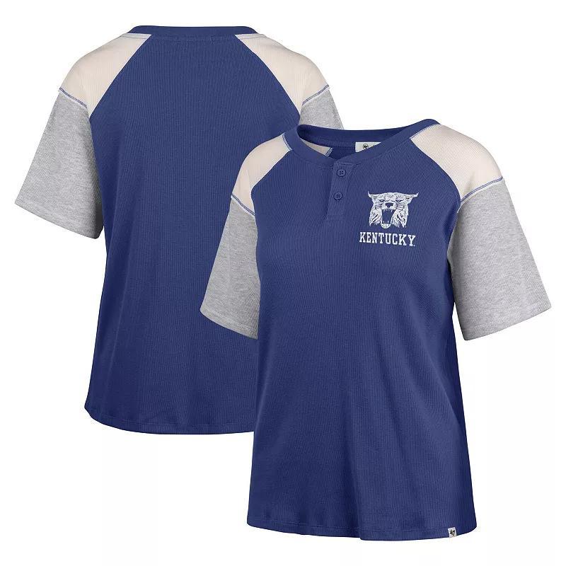 Womens 47 Royal Kentucky Wildcats Underline Harvey Colorblock Raglan Henley T-Shirt Product Image