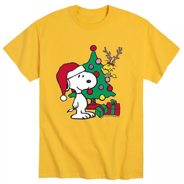 Mens Peanuts Happy Holidays Tee Yellow Product Image