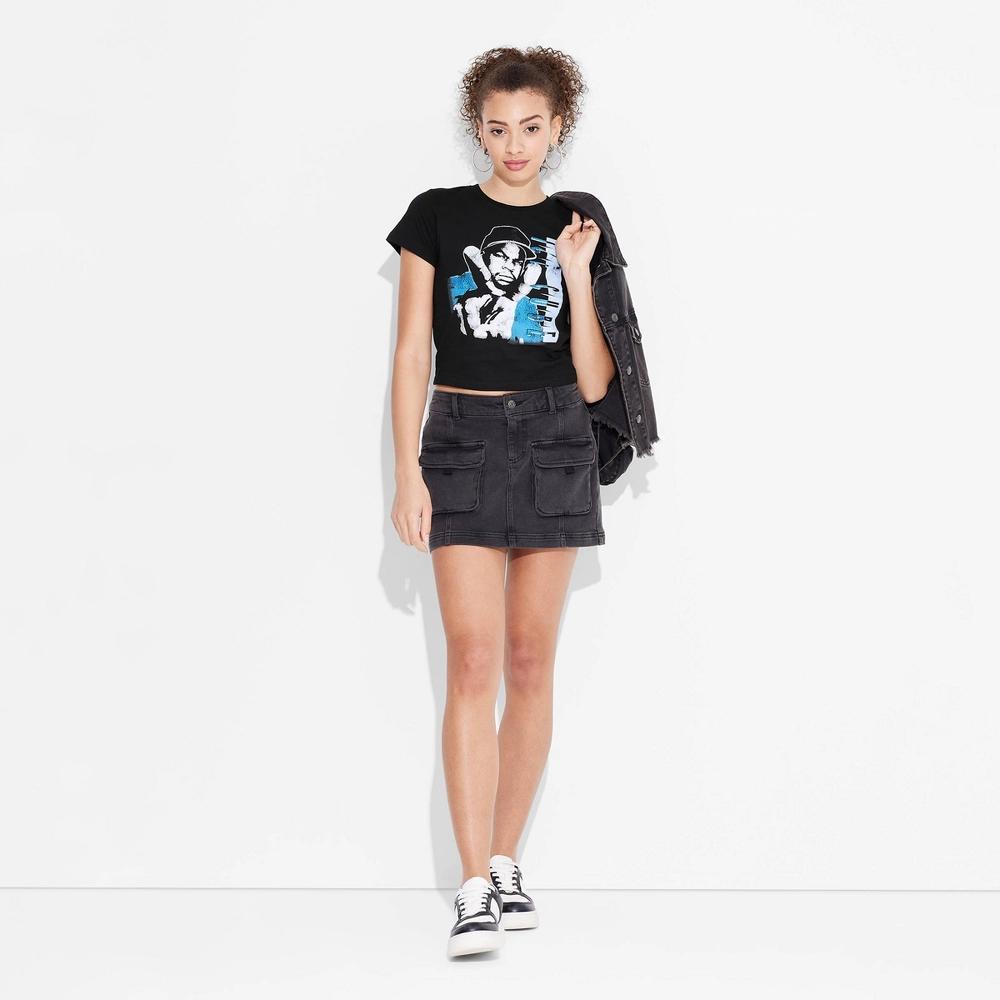 Womens Ice Cube Short Sleeve Graphic Baby T-Shirt - Black Product Image