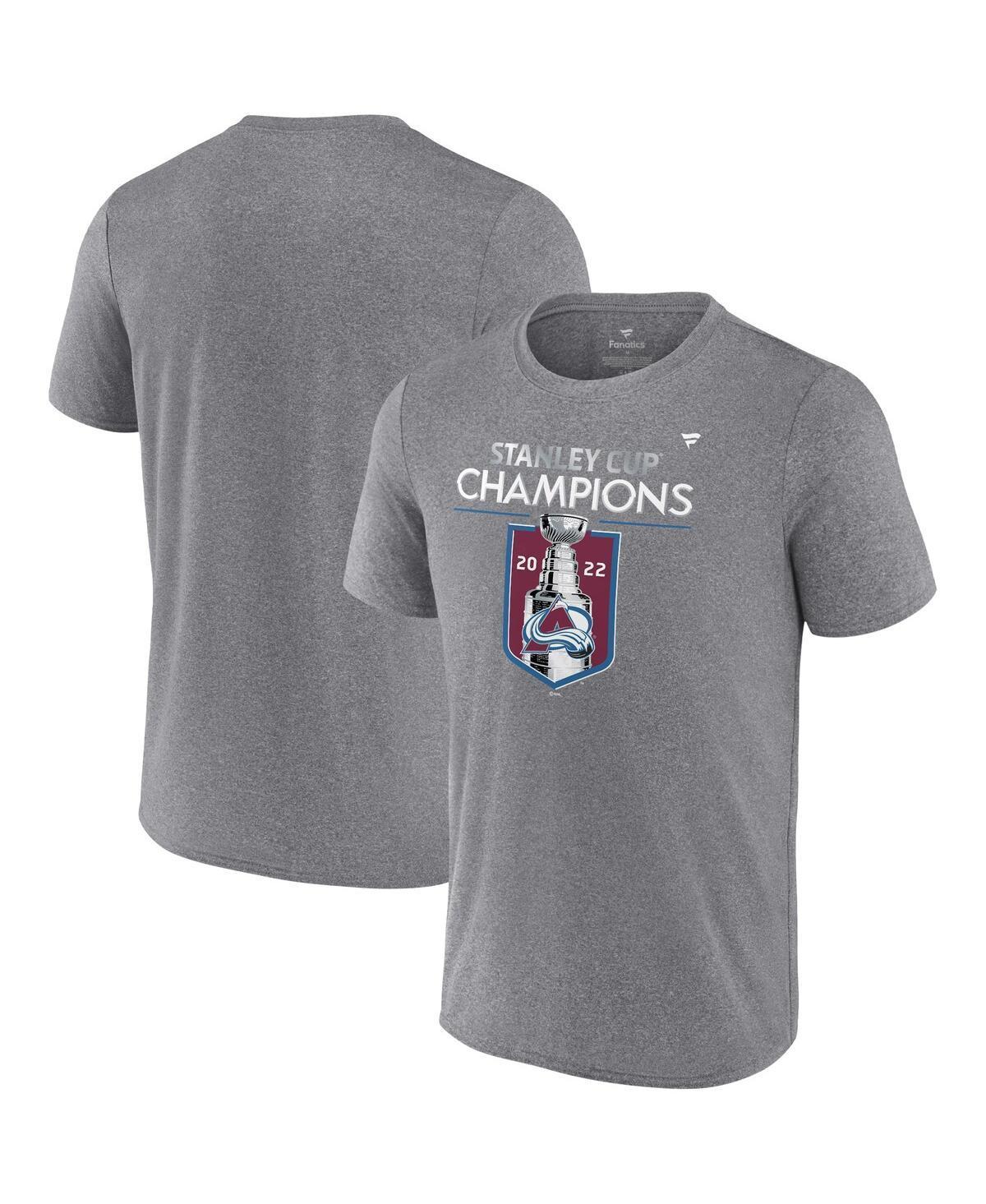 Mens Fanatics Heathered Gray Colorado Avalanche 2022 Stanley Cup Champions Locker Room Performance T-shirt Product Image