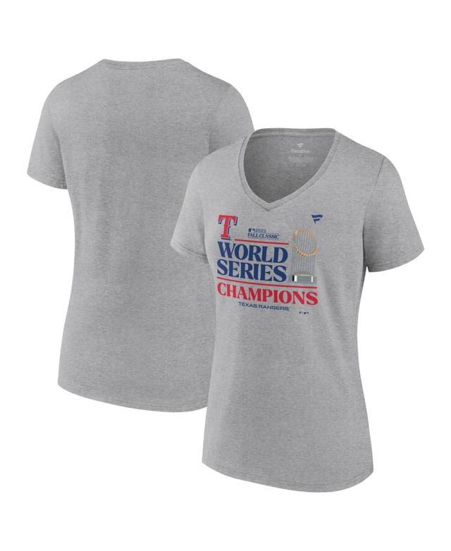 Womens Fanatics Heather Gray Texas Rangers 2023 World Series Champions Locker Room Plus Size V-Neck T-shirt Product Image