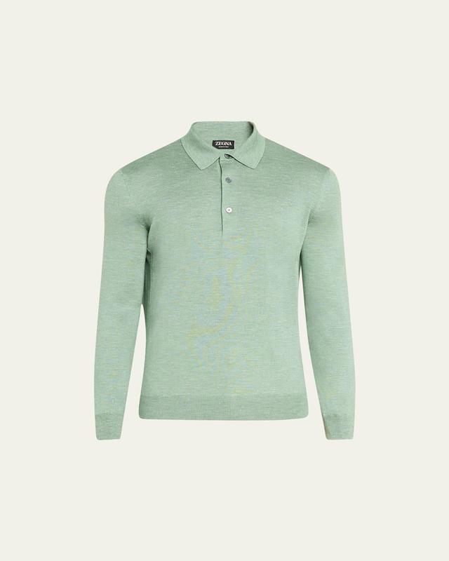 Mens Silk-Blend Polo Sweater Product Image