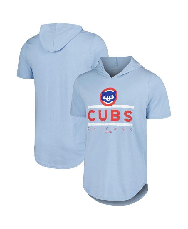 Majestic Mens Threads Light Blue Chicago Cubs Tri-Blend Hoodie T-Shirt Product Image