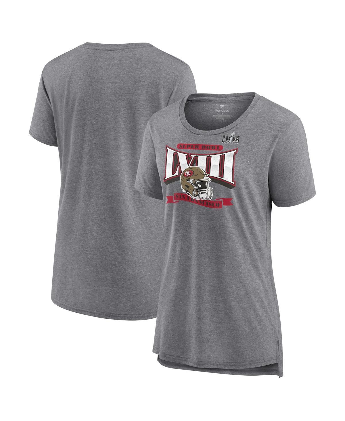 Womens Fanatics Heather Gray San Francisco 49ers Super Bowl Lviii Our Pastime Tri-Blend Scoop Neck T-shirt Product Image