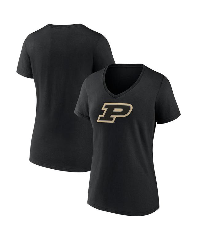 Womens Fanatics Black Purdue Boilermakers Evergreen Logo V-Neck T-shirt Product Image