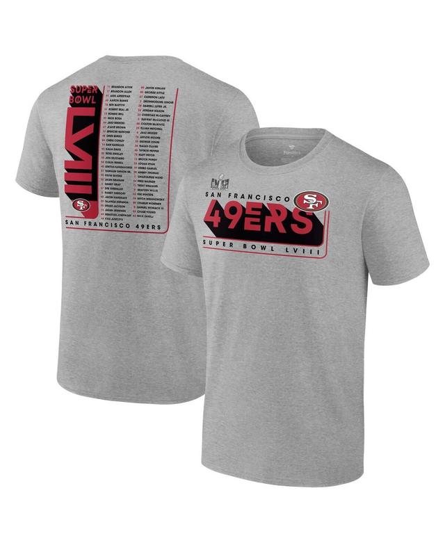 Mens Fanatics Heather Gray San Francisco 49ers 2023 NFC Champions Two-Sided Roster Big & Tall T-Shirt Product Image