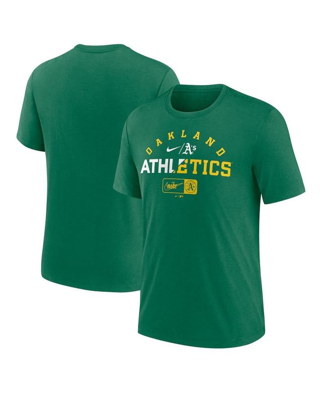 Mens Nike Heather Green Oakland Athletics Rewind Review Slash Tri-Blend T-shirt Product Image