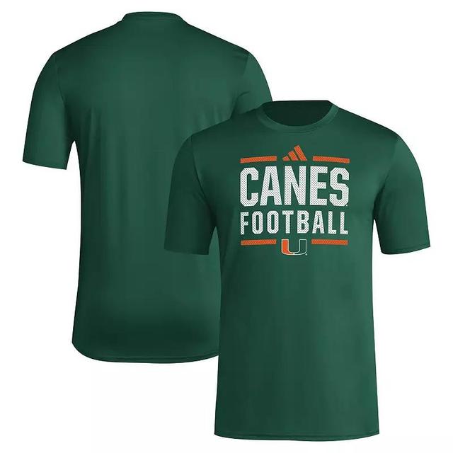 Mens adidas Miami Hurricanes Locker Football Pre-Game AEROREADY T-Shirt Product Image