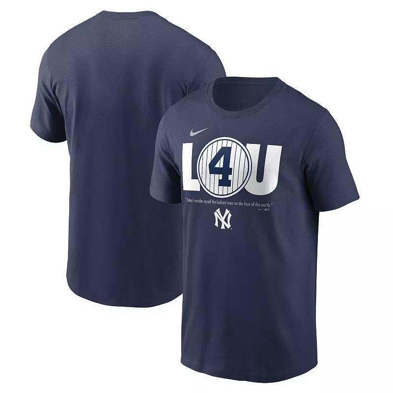 Mens Nike Lou Gehrig New York Yankees Cooperstown Collection Lou Gehrig Day Retired Number T-Shirt Blue Product Image