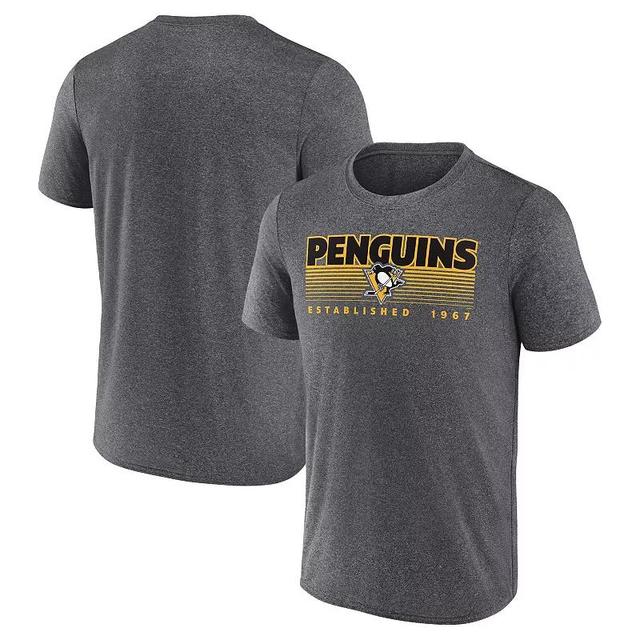 Mens Fanatics Branded Heathered Charcoal Pittsburgh Penguins Prodigy Performance T-Shirt Product Image