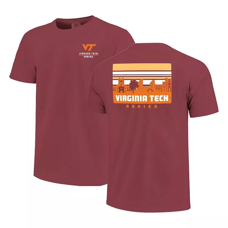 Mens Maroon Virginia Tech Hokies Striped Campus Skyline T-Shirt Product Image