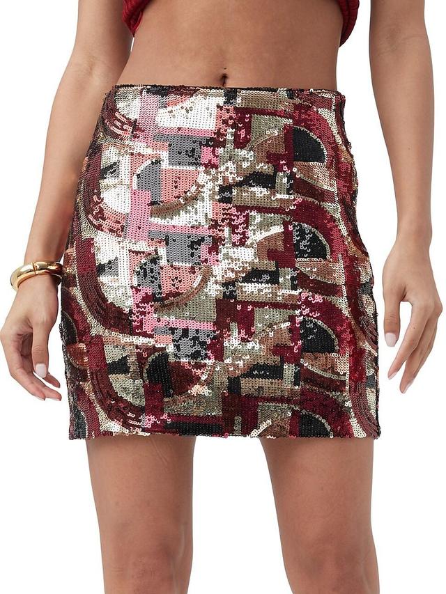 Womens Rico Sequin Geometric Miniskirt Product Image