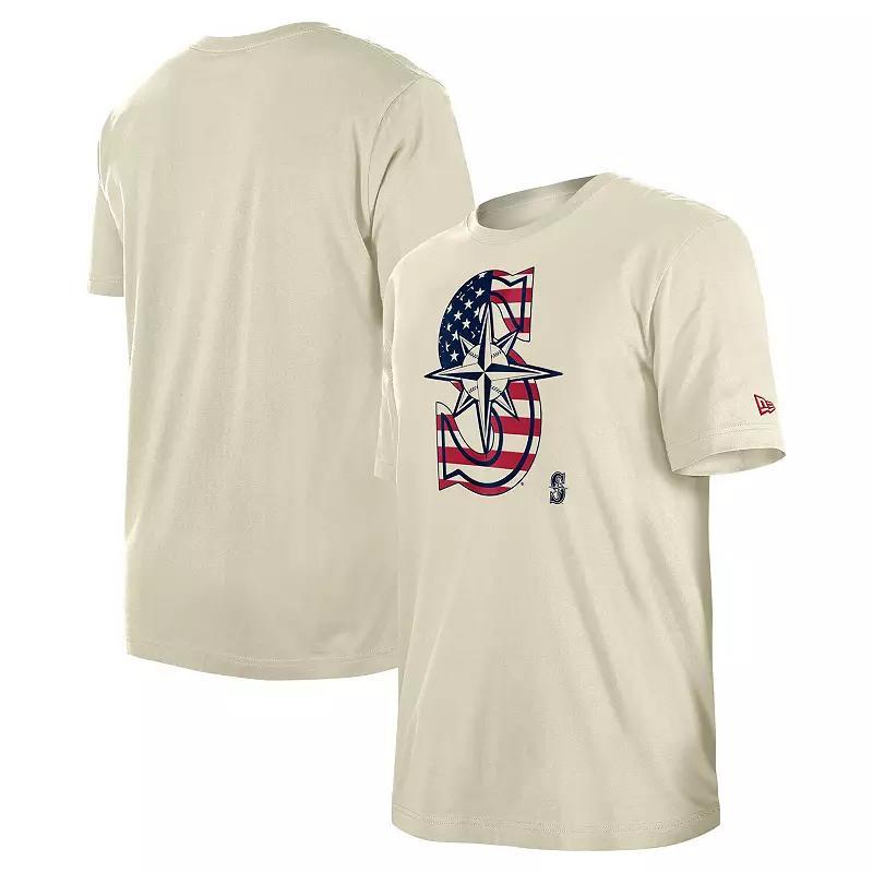 Mens New Era Cream Seattle Mariners 4th of July Flag Fill T-Shirt Product Image