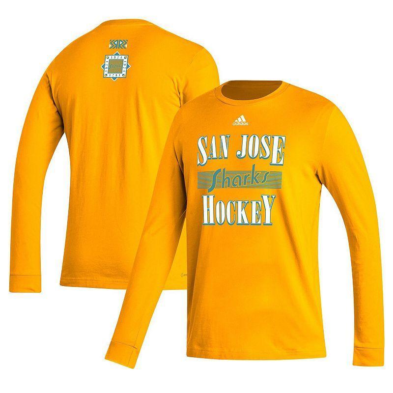 Mens adidas Gold San Jose Sharks Reverse Retro 2.0 Fresh Playmaker Long Sleeve T-Shirt product image