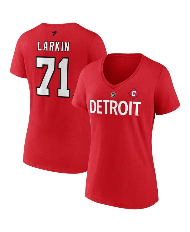 Womens Fanatics Dylan Larkin Red Detroit Red Wings Special Edition 2.0 Name and Number V-Neck T-shirt Product Image