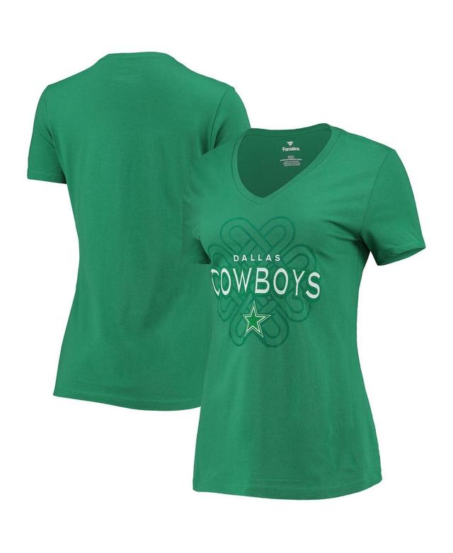 Womens Fanatics Kelly Green Dallas Cowboys Celtic Knot Logo V-Neck T-shirt Product Image