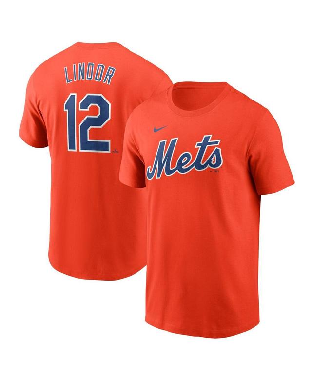 Nike Mens Francisco Lindor Orange New York Mets Fuse Name Number T-Shirt Product Image