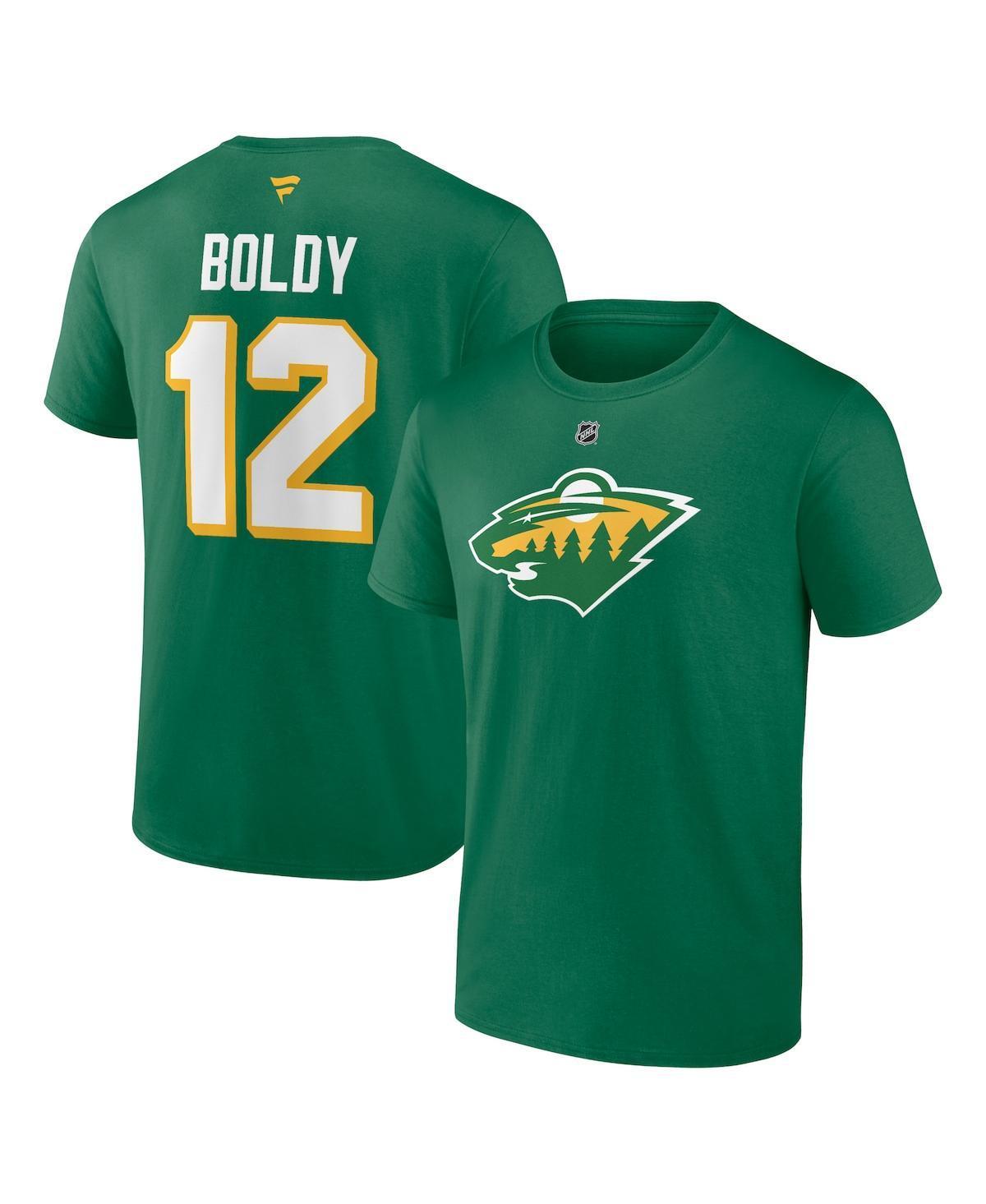 Mens Fanatics Green Matthew Boldy Minnesota Wild Authentic Stack Name and Number T-shirt Product Image