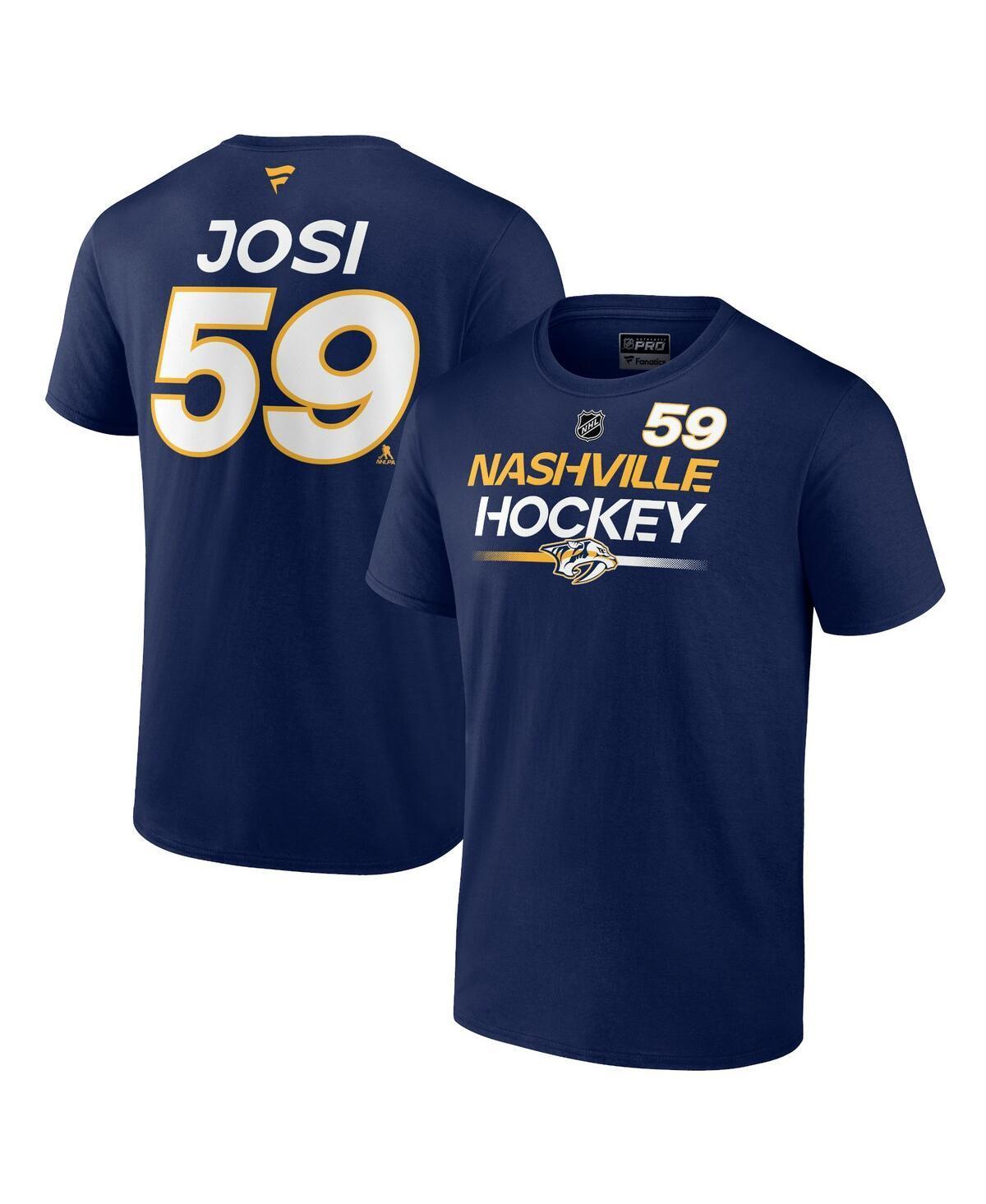 Mens Fanatics Roman Josi Navy Nashville Predators Authentic Pro Prime Name and Number T-shirt Product Image