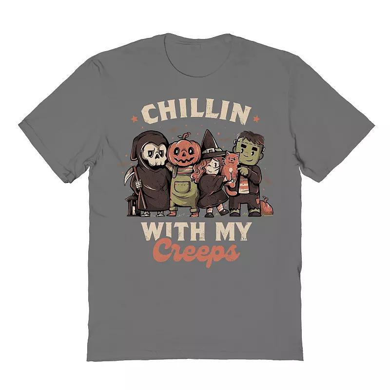 Mens Chilling With my Creeps Halloween Graphic Tee Grey Product Image