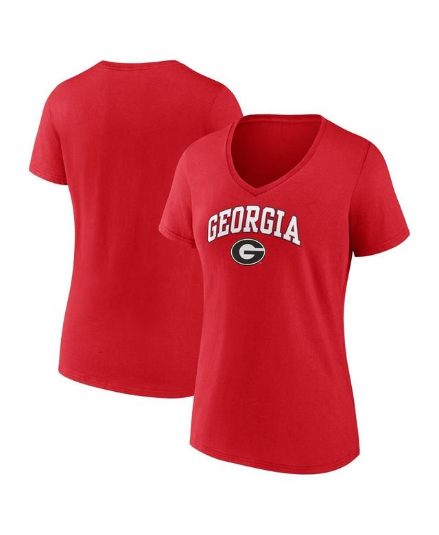 Womens Fanatics Red Georgia Bulldogs Evergreen Campus V-Neck T-shirt Product Image