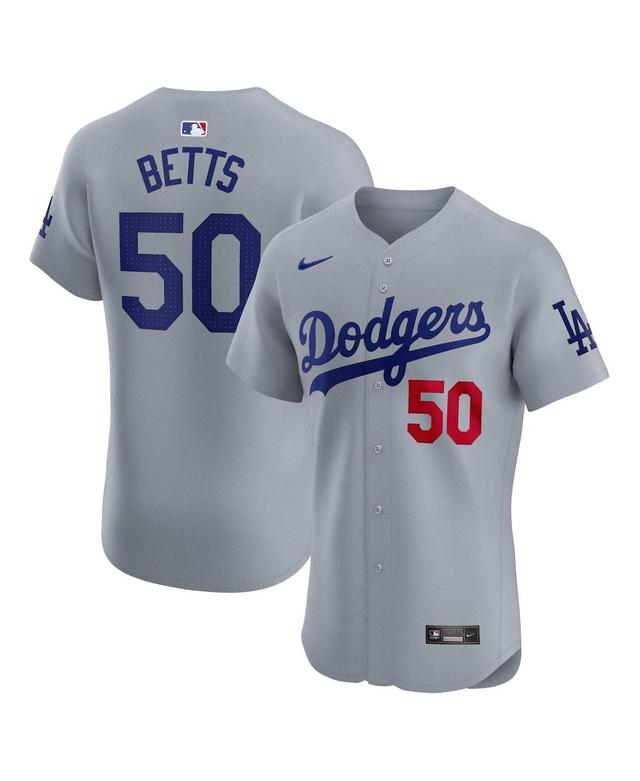 Nike Mens Mookie Betts Los Angeles Dodgers Alternate Elite Player Jersey - Gray Product Image