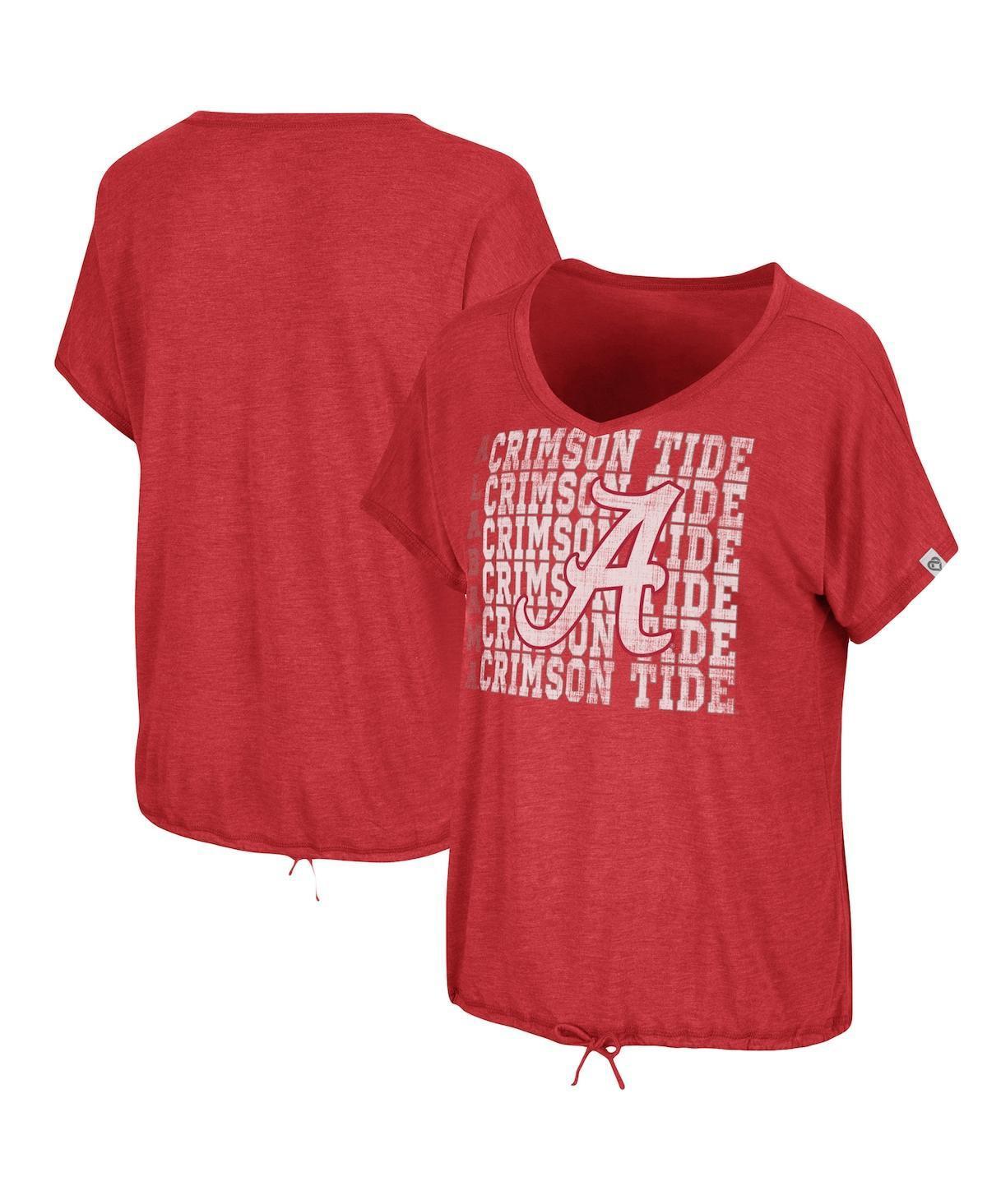 Womens Colosseum Heathered Crimson Alabama Crimson Tide Fifth Sense Drawcord V-Neck T-Shirt Product Image