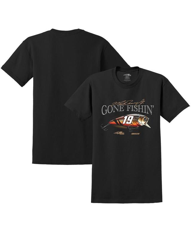 Joe Gibbs Racing Team Collection Mens Dark Heather Gray Martin Truex Jr Gone Fishin T-Shirt Product Image