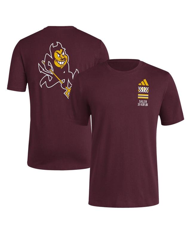 Mens adidas Maroon Distressed Arizona State Sun Devils Reverse Retro Baseball 2 Hit T-shirt Product Image