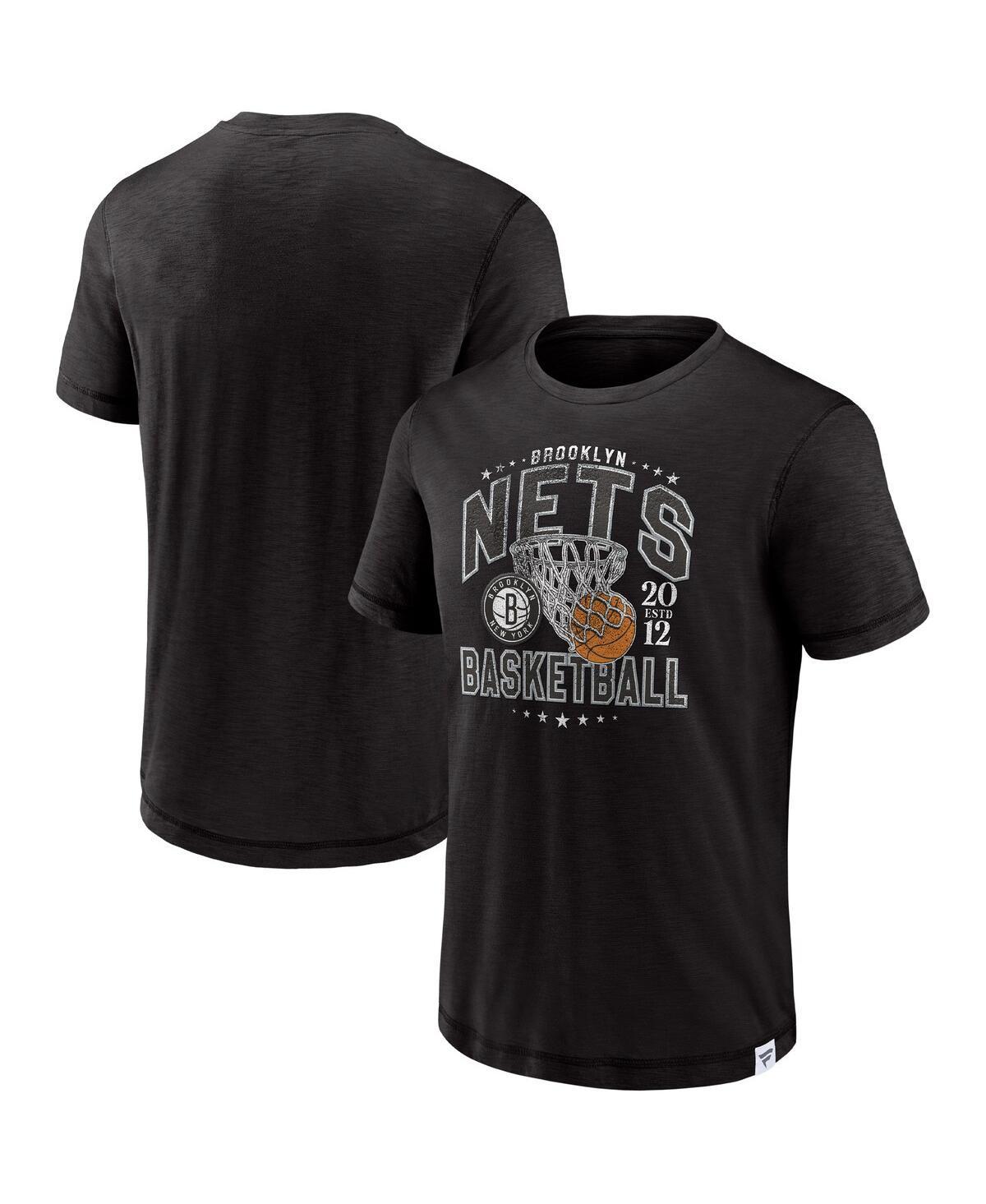 Mens Fanatics Black Brooklyn Nets Reinforce True Classics Vintage-Inspired Slub T-shirt Product Image