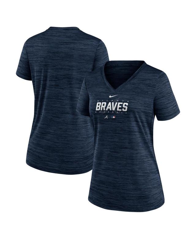 Womens Nike Navy Atlanta Braves Authentic Collection Velocity Practice Performance V-Neck T-shirt Product Image