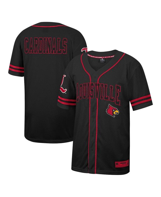 Mens Colosseum Black Louisville Cardinals Free Spirited Mesh Button-Up Baseball Jersey - Black Product Image