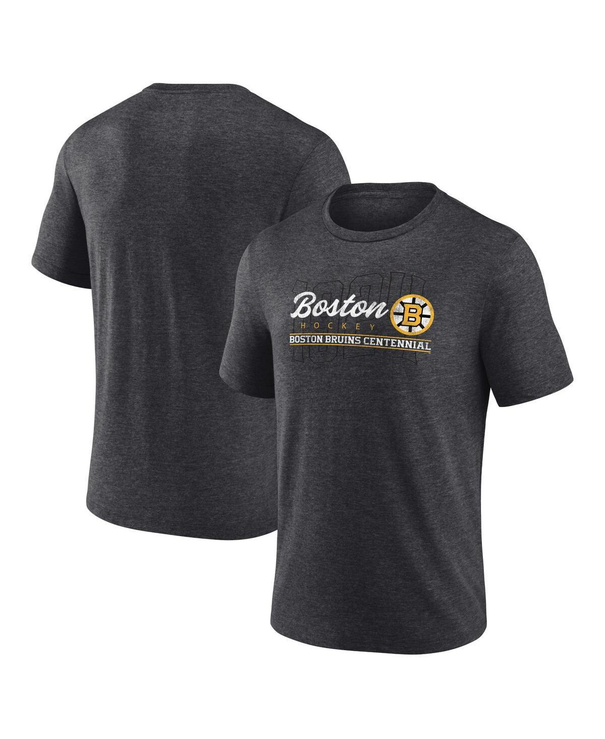 Mens Fanatics Heather Charcoal Distressed Boston Bruins Centennial Hockey Tri-Blend T-shirt Product Image