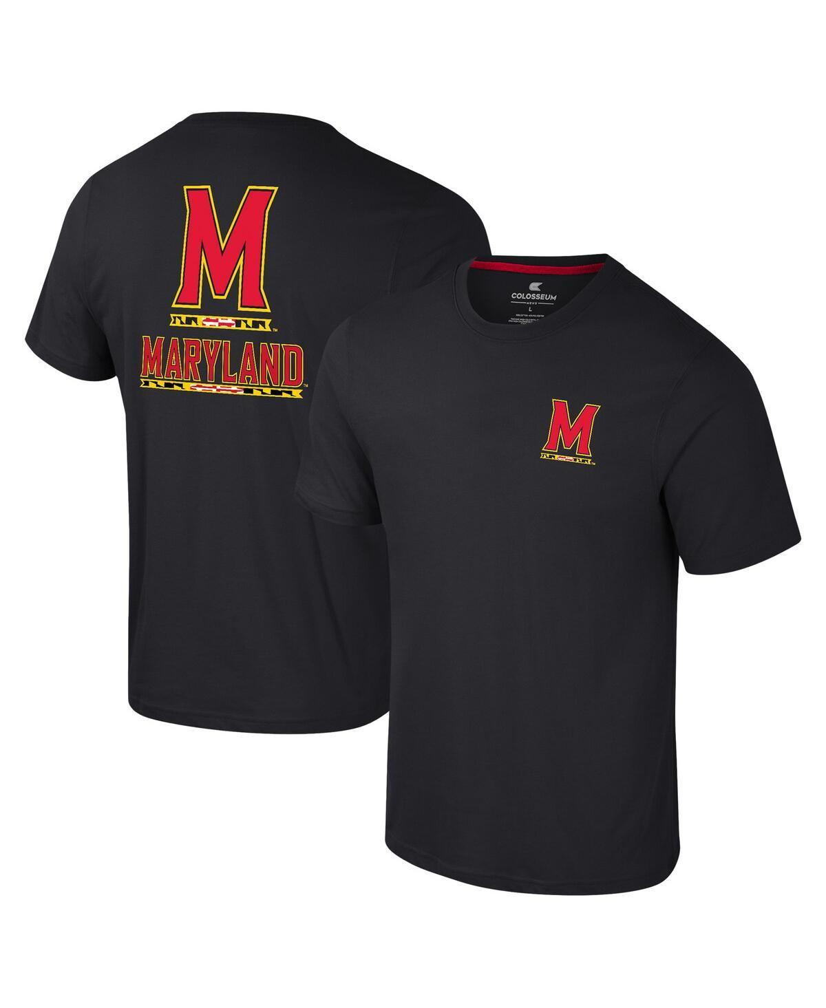 Colosseum Mens Black Maryland Terrapins Logo Lockup 2-Hit Active Blend T-Shirt Product Image