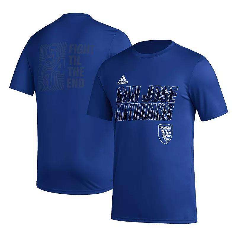 Mens adidas Blue San Jose Earthquakes Team Jersey Hook AEROREADY T-Shirt Product Image