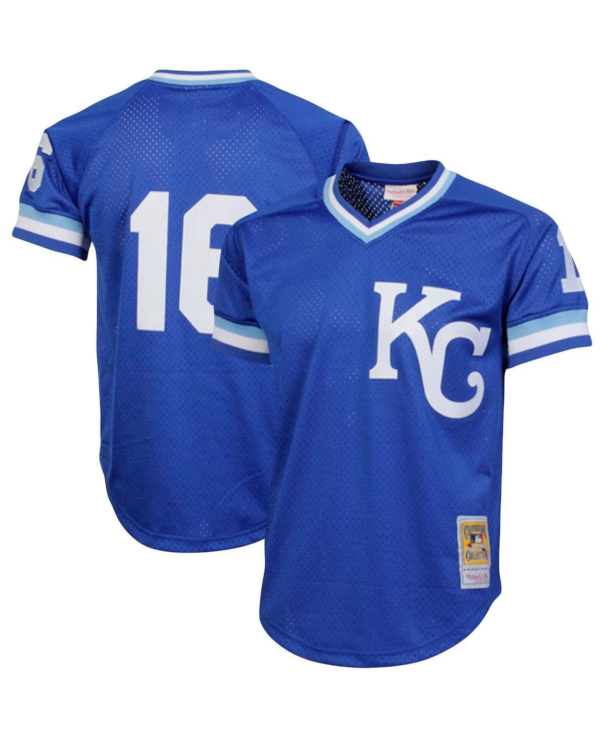 Mens Mitchell & Ness Bo Jackson Royal Kansas City Royals Cooperstown Collection Big & Tall Mesh Batting Practice Jersey Product Image