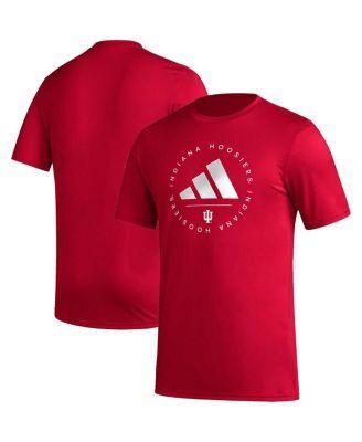 Mens adidas Crimson Indiana Hoosiers Stripe Up Aeroready Pregame T-shirt Product Image