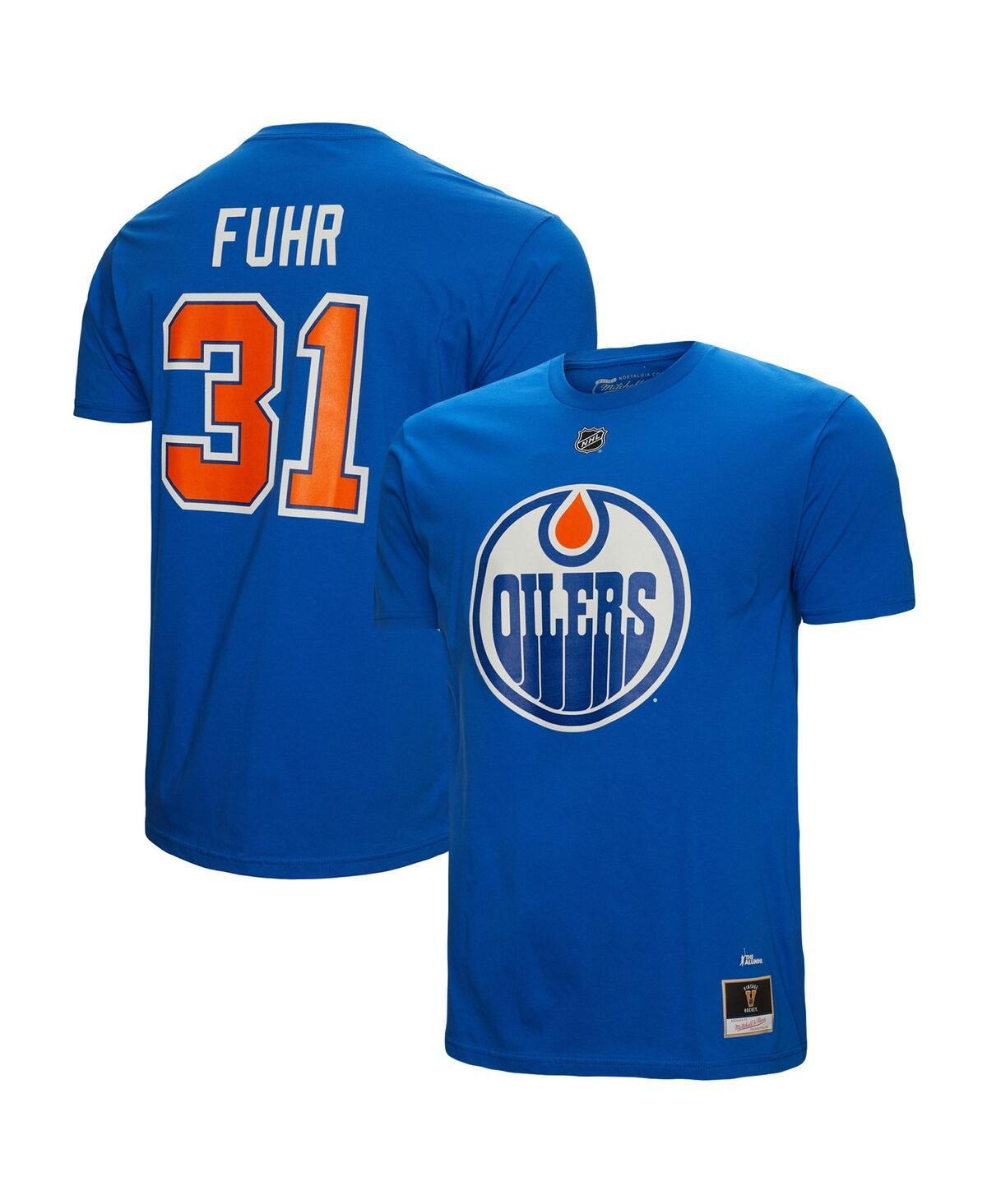 Mens Mitchell & Ness Grant Fuhr Royal Edmonton Oilers Name & Number T-Shirt Product Image