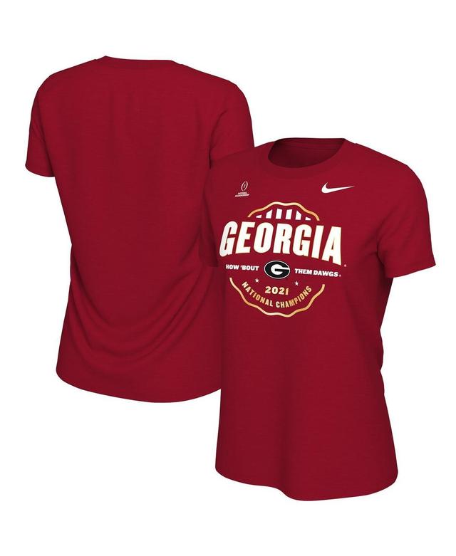 Womens Nike Red Georgia Bulldogs College Football Playoff 2021 National Champions Seal Celebration T-shirt Product Image