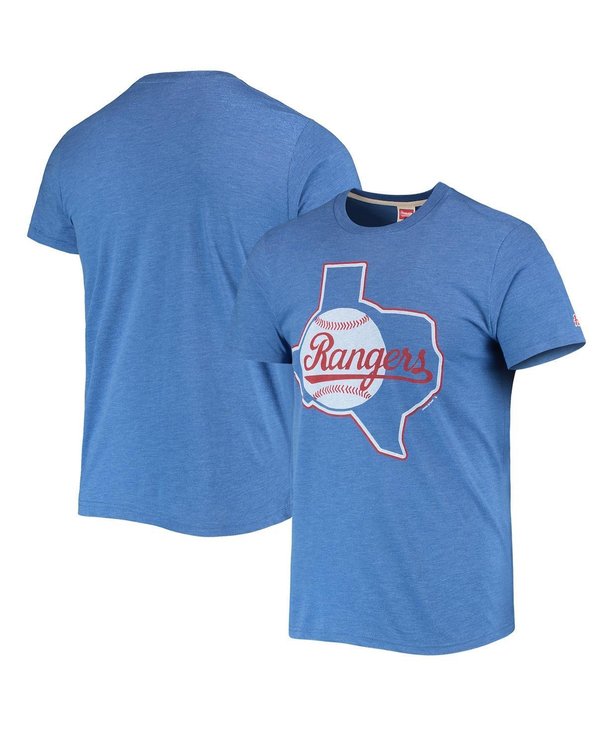 Mens Homage Royal Texas Rangers Hand-Drawn Logo Tri-Blend T-Shirt Product Image